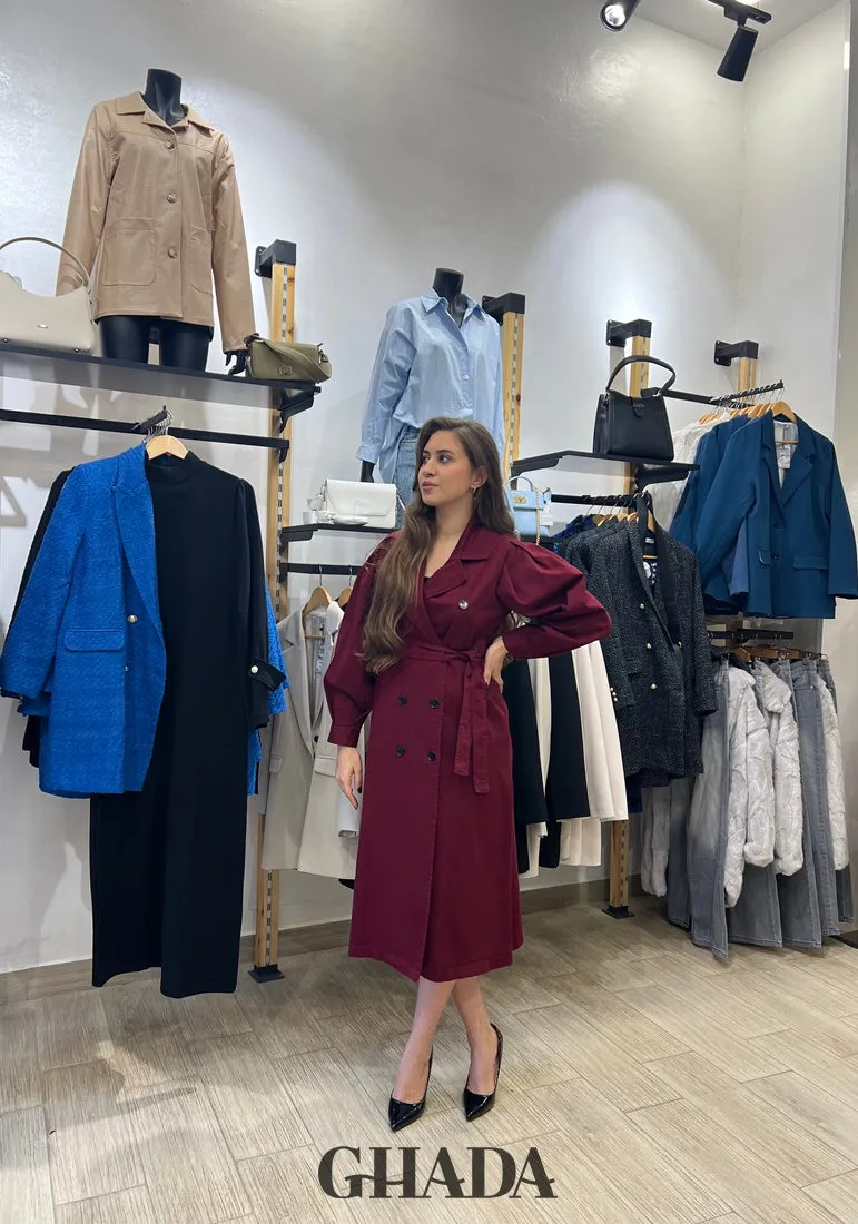 Trench coat oversize en burgundy