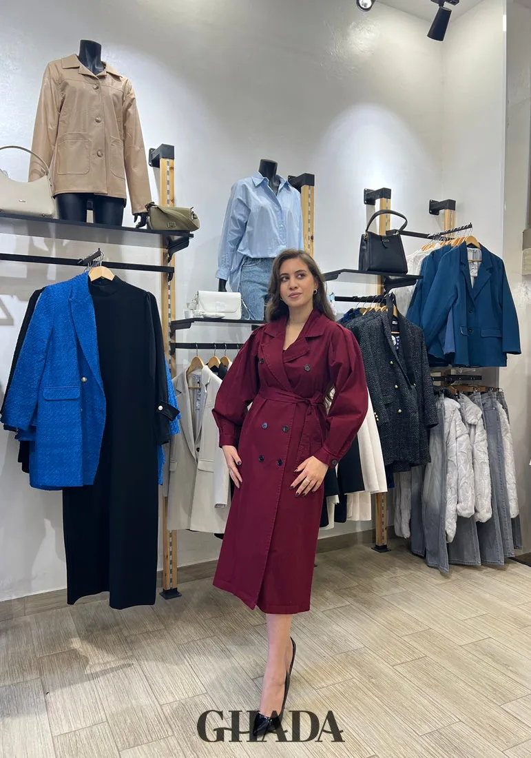 Trench coat oversize en burgundy