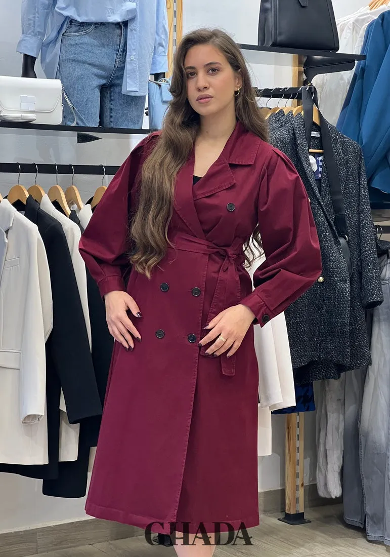 Trench coat oversize en burgundy