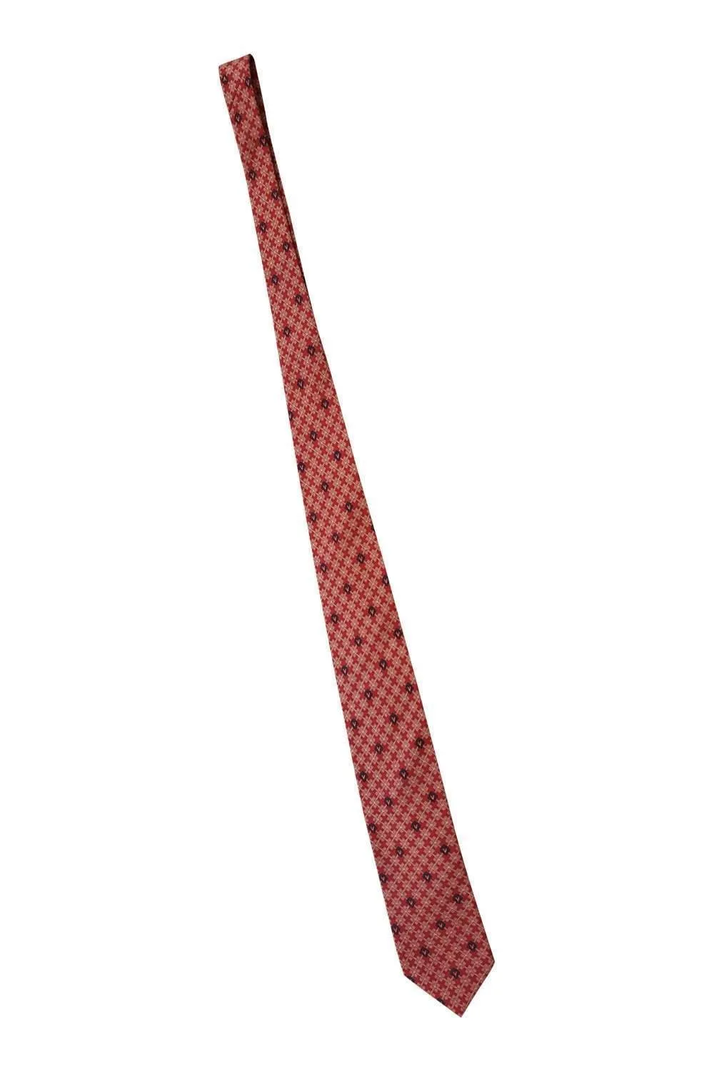 VALENTINO Vintage 100% Silk Red Tie Argyle Print (55")