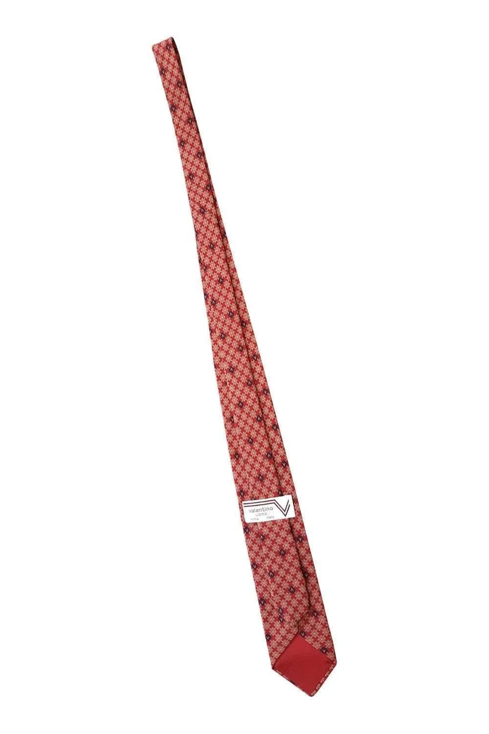 VALENTINO Vintage 100% Silk Red Tie Argyle Print (55")