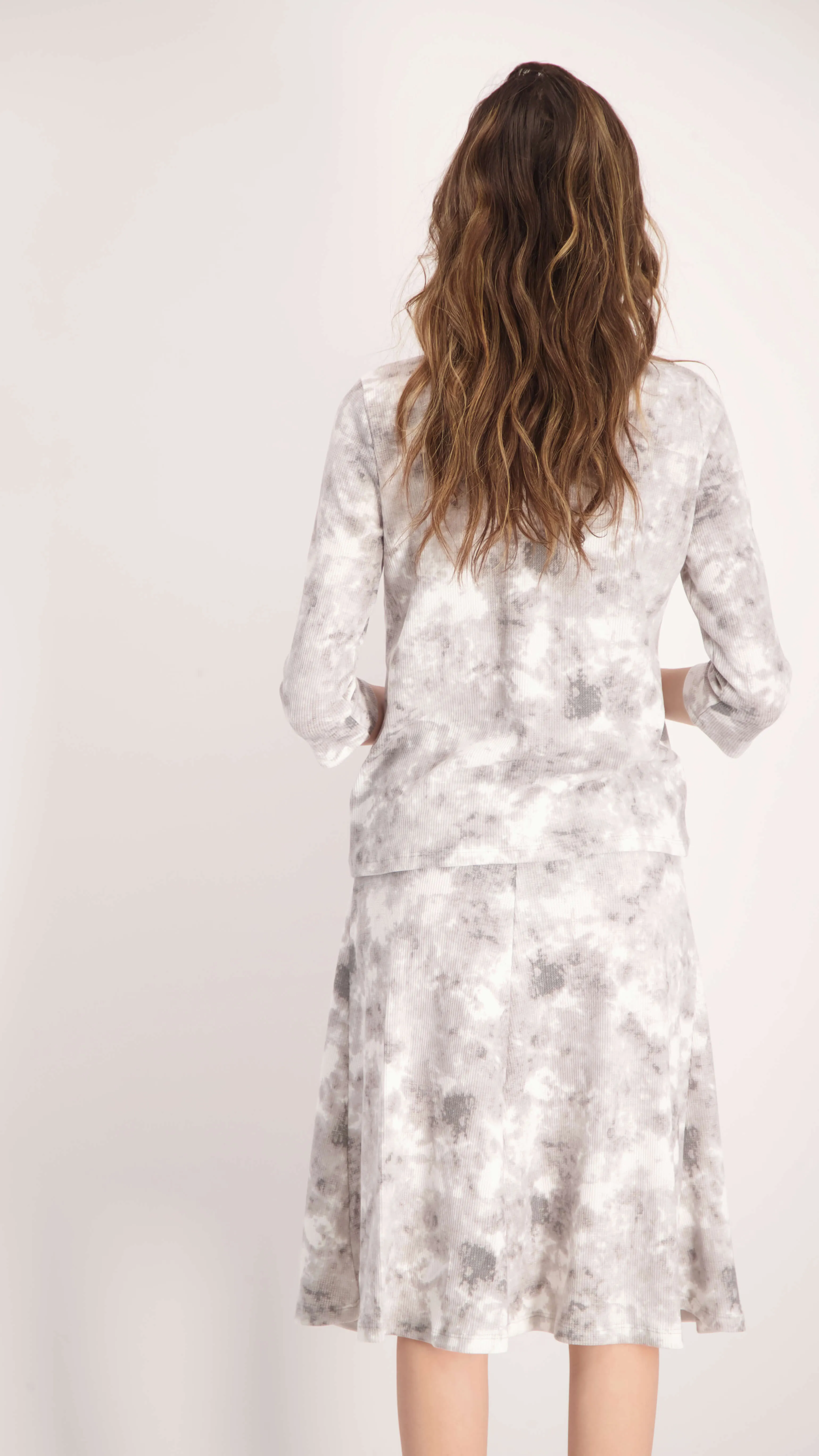 Waffle A-line Skirt / Grey Tie Dye