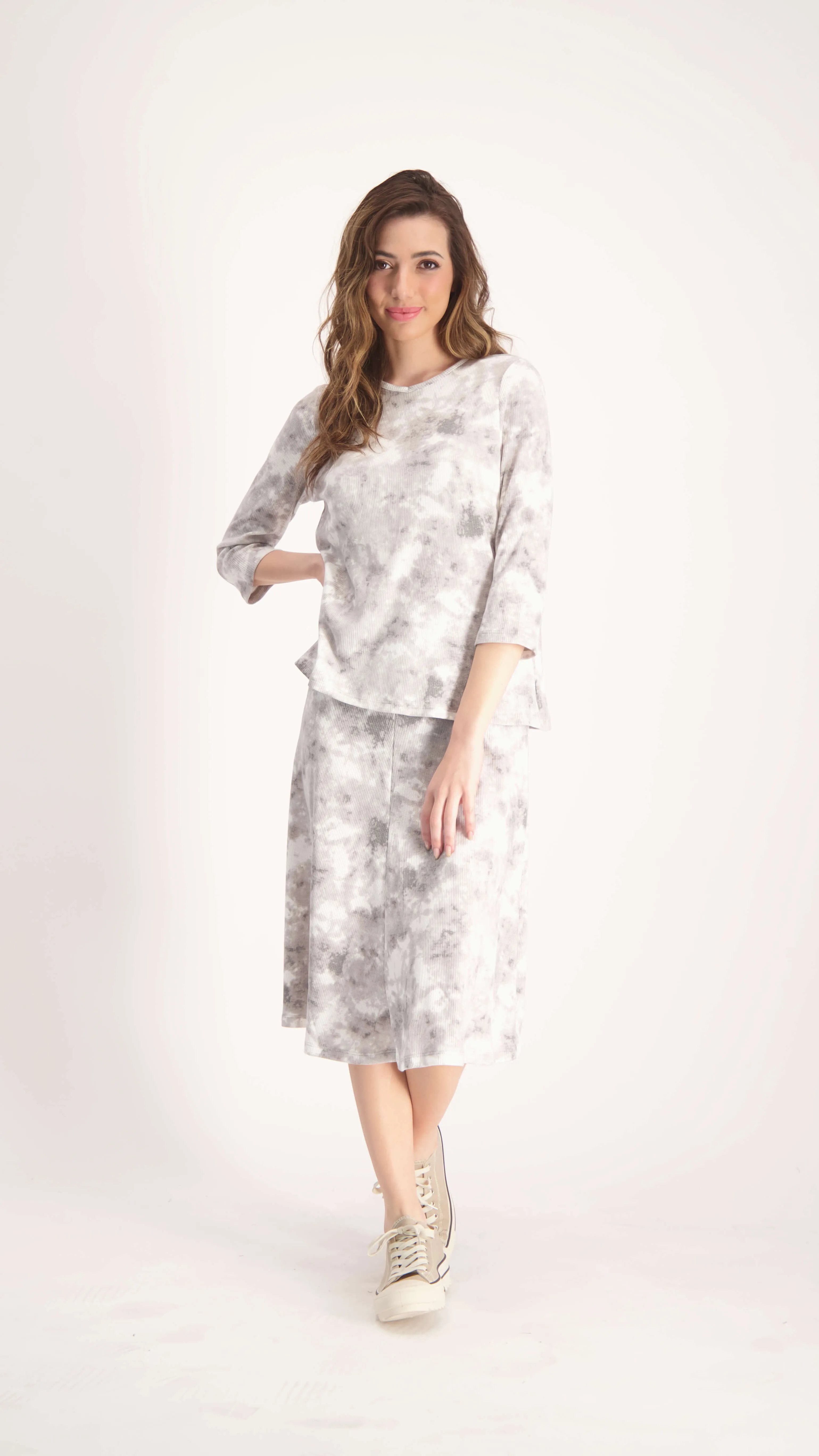Waffle A-line Skirt / Grey Tie Dye