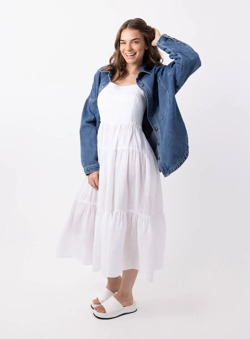 Wake Up Denim Jacket-DARK BLUE