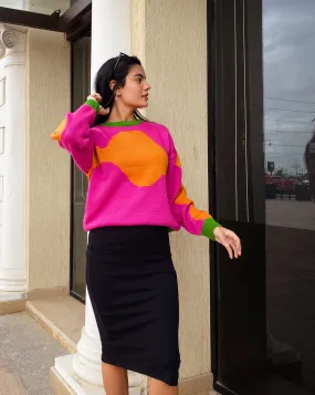 Wave Sweater Orange X Fuschia