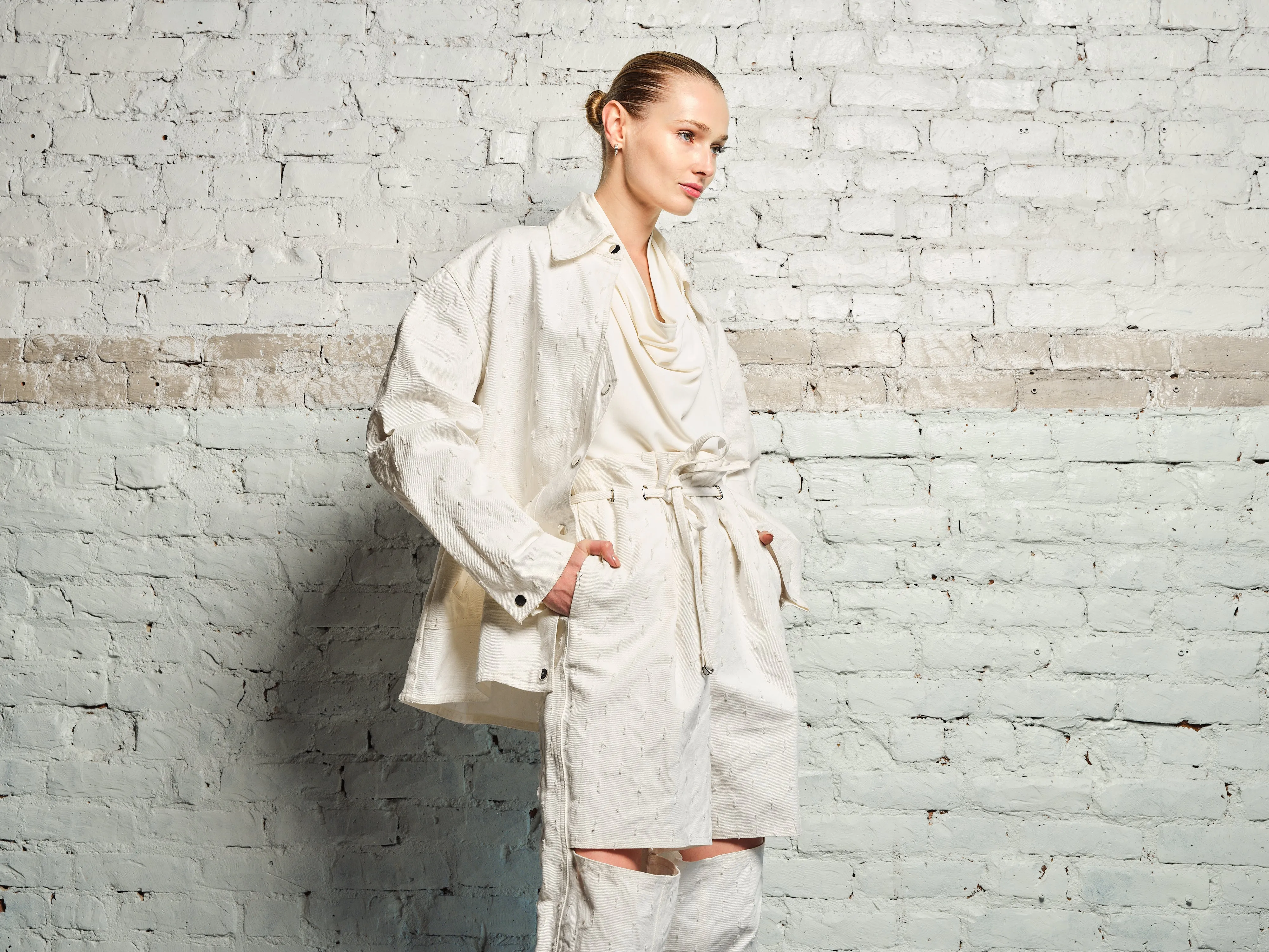 WHITE ENGINEERED DENIM JACKET