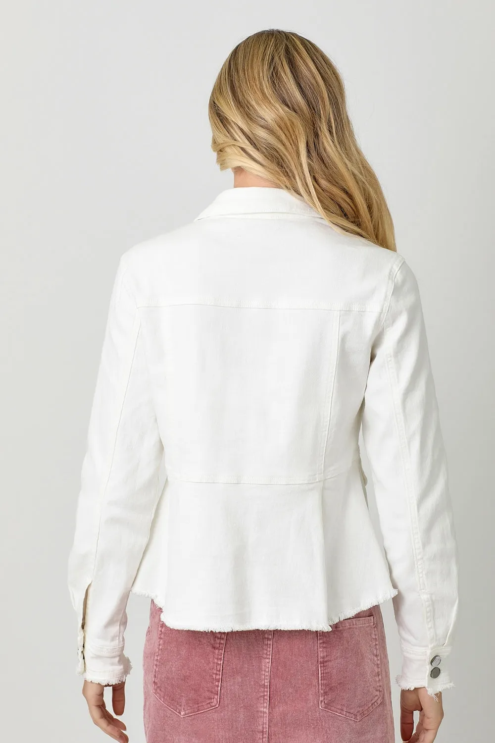 White Peplum Style Denim Jacket - FINAL SALE