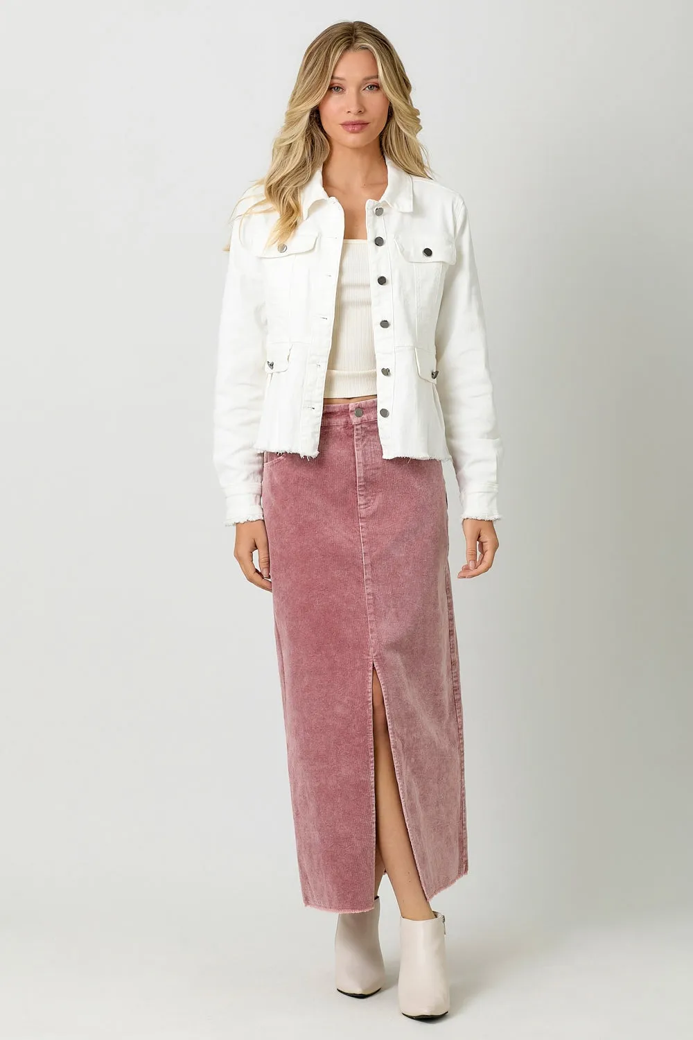 White Peplum Style Denim Jacket - FINAL SALE