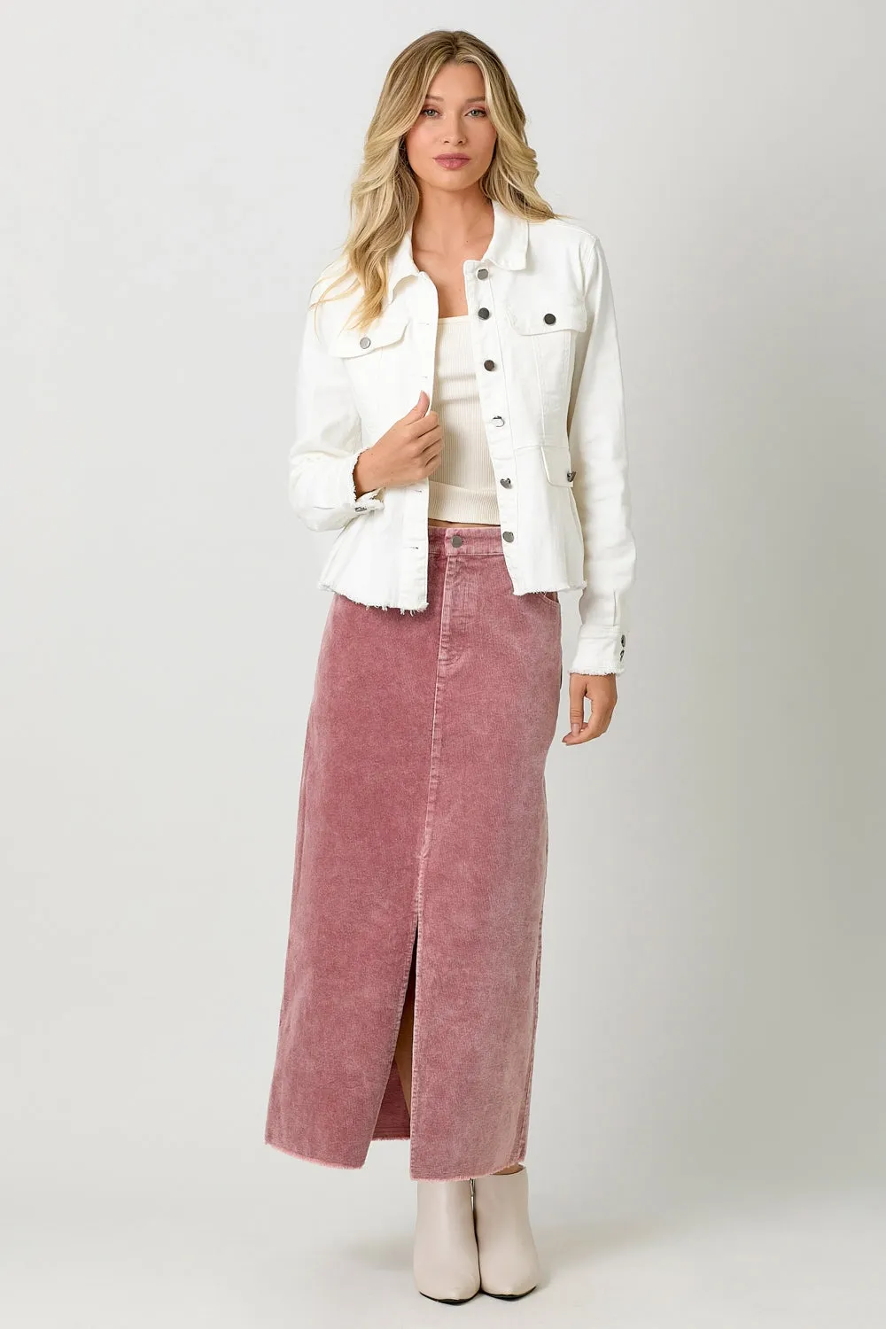 White Peplum Style Denim Jacket - FINAL SALE
