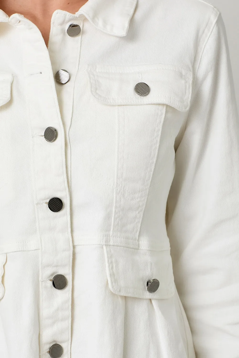 White Peplum Style Denim Jacket - FINAL SALE