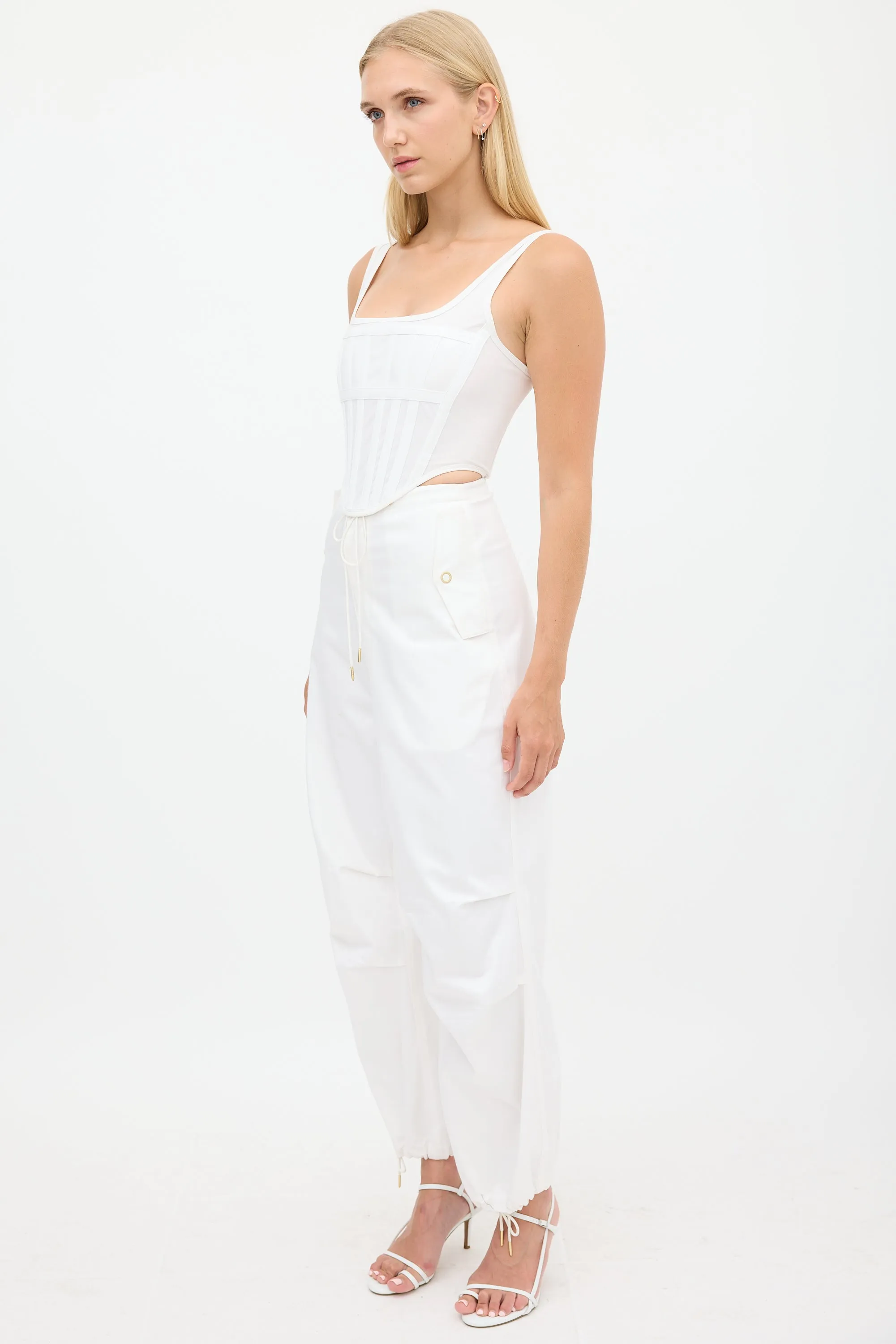 White Wide Leg Drawstring Trouser