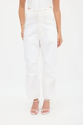 White Wide Leg Drawstring Trouser