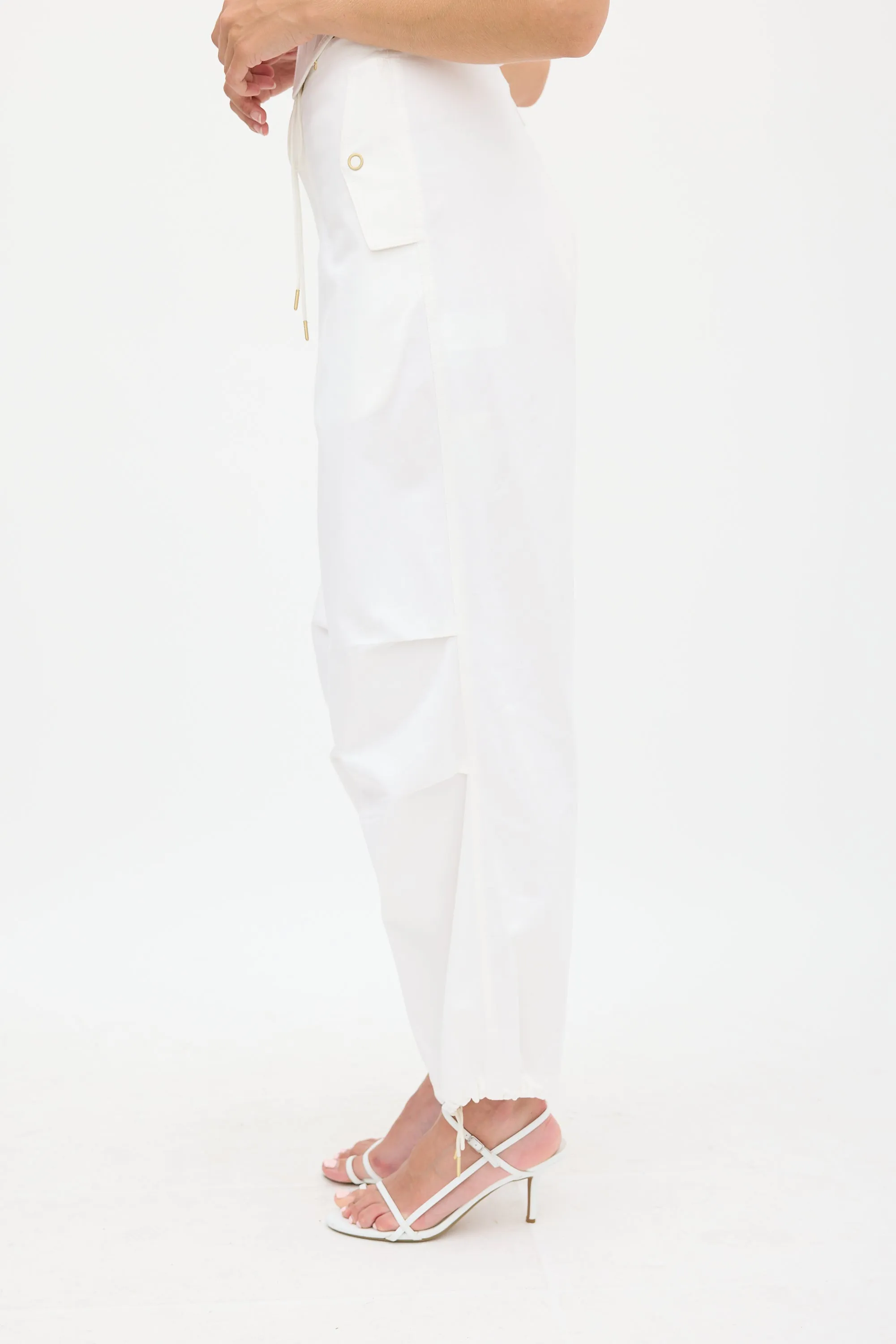 White Wide Leg Drawstring Trouser